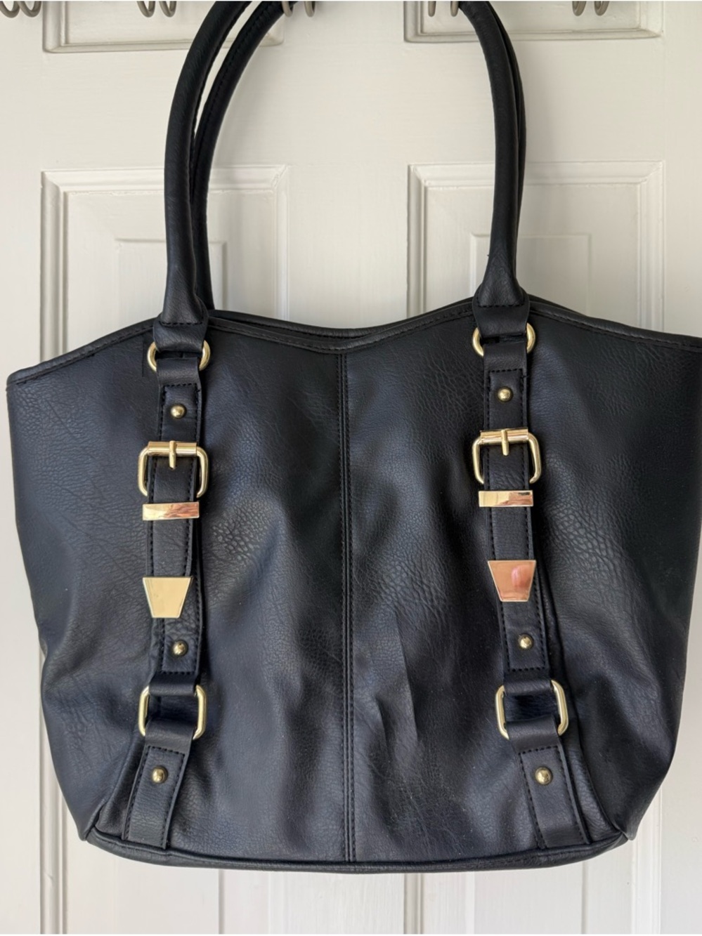 Apt. 9 Black Tote with Gold-Tone Buckle Accents